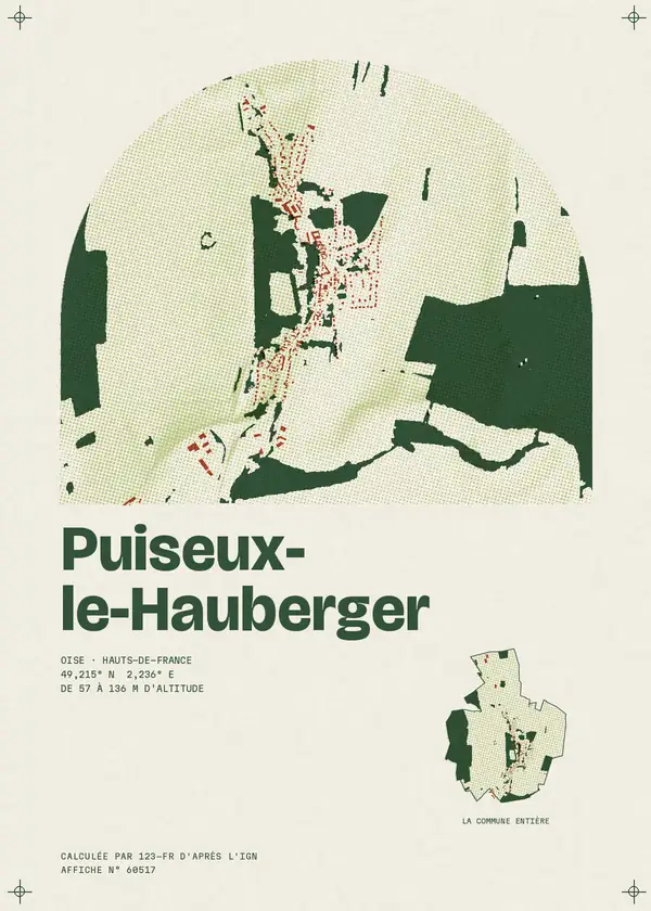 Affiche de Puiseux-le-Hauberger, calculée par 123-fr d'après l'IGN