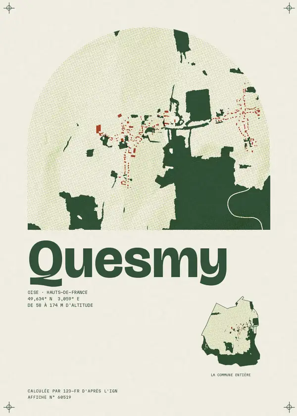 Affiche de Quesmy, calculée par 123-fr d'après l'IGN