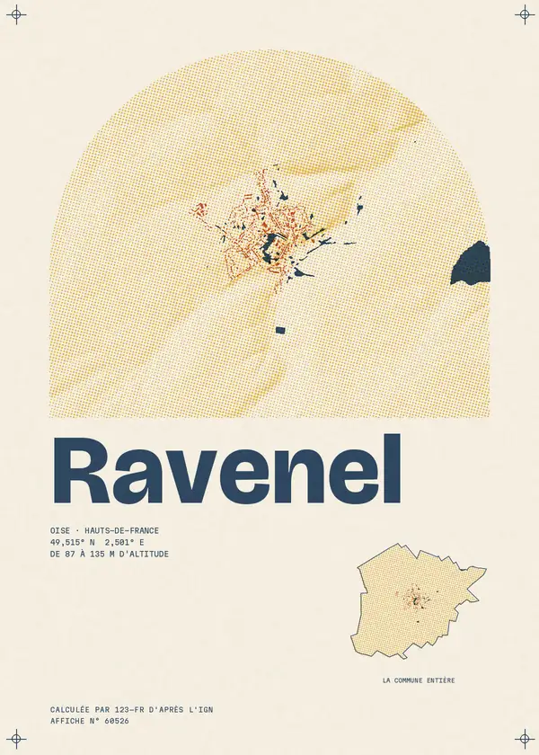 Affiche de Ravenel, calculée par 123-fr d'après l'IGN