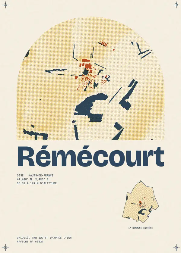 Affiche de Rémécourt, calculée par 123-fr d'après l'IGN