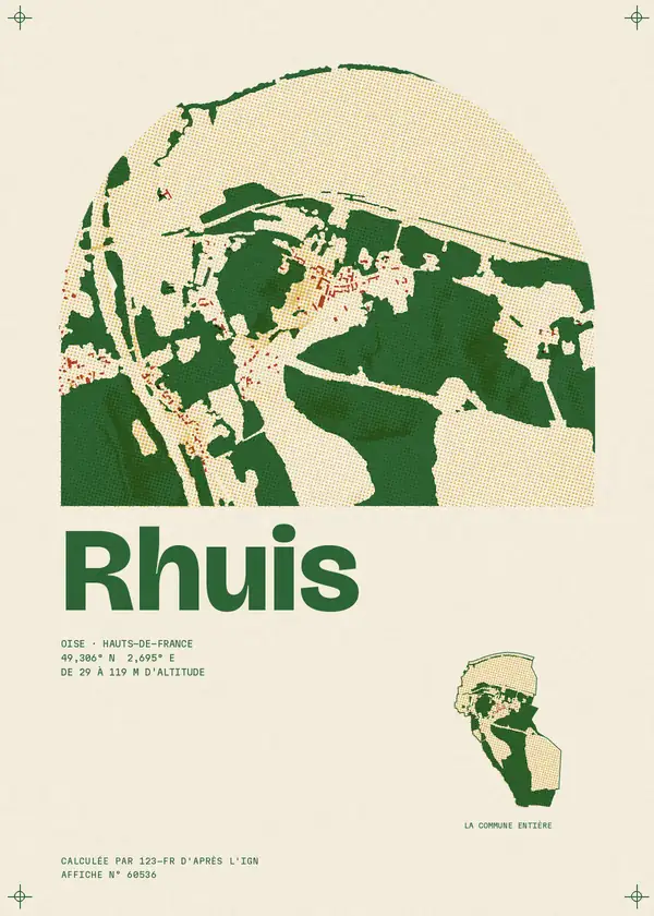 Affiche de Rhuis, calculée par 123-fr d'après l'IGN
