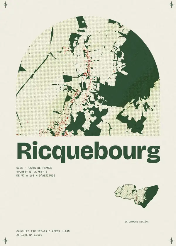 Affiche de Ricquebourg, calculée par 123-fr d'après l'IGN