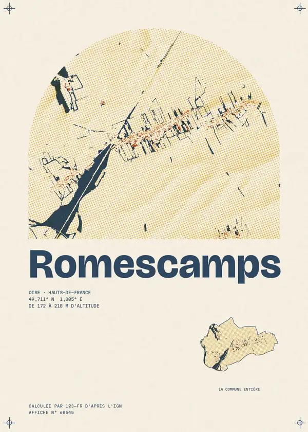Affiche de Romescamps, calculée par 123-fr d'après l'IGN
