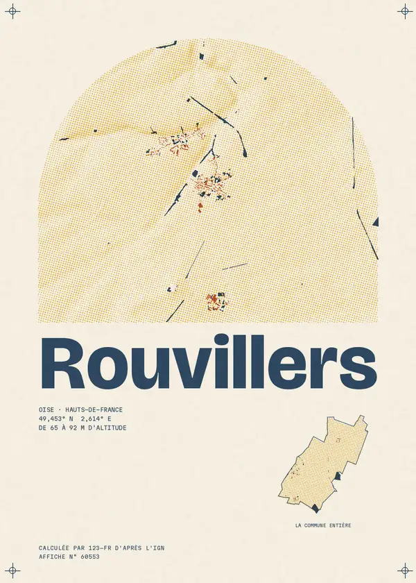 Affiche de Rouvillers, calculée par 123-fr d'après l'IGN