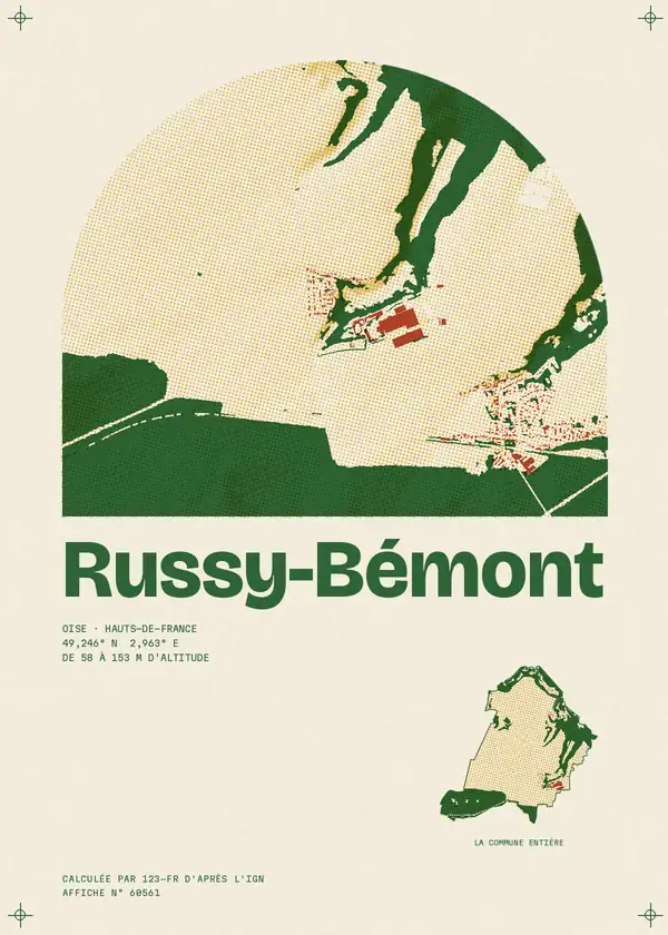 Affiche de Russy-Bémont, calculée par 123-fr d'après l'IGN