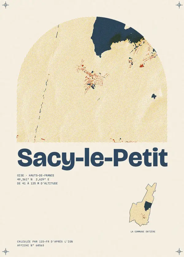 Affiche de Sacy-le-Petit, calculée par 123-fr d'après l'IGN