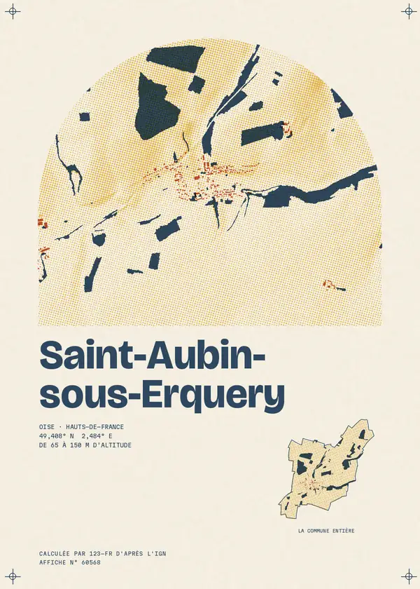 Affiche de Saint-Aubin-sous-Erquery, calculée par 123-fr d'après l'IGN