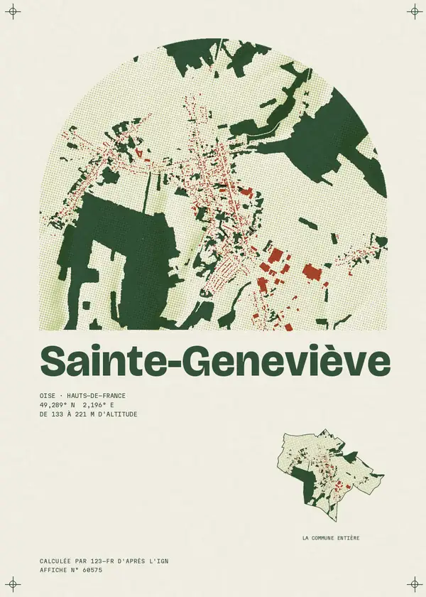 Affiche de Sainte-Geneviève, calculée par 123-fr d'après l'IGN