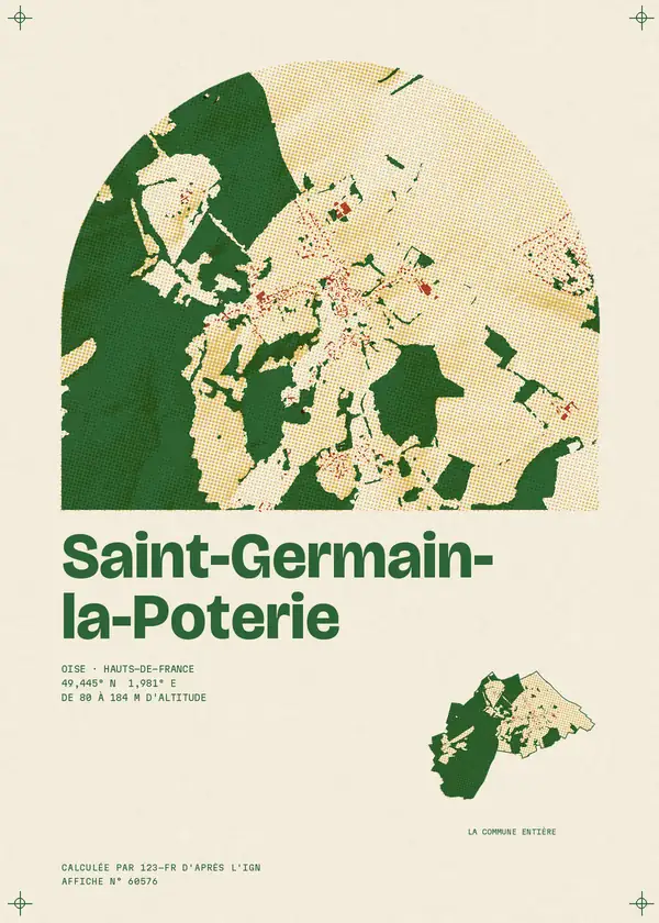 Affiche de Saint-Germain-la-Poterie, calculée par 123-fr d'après l'IGN