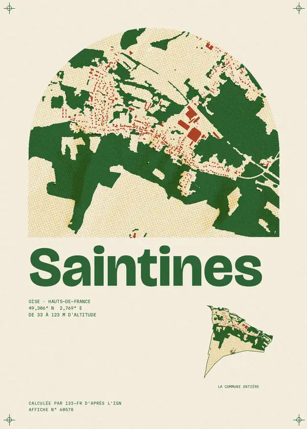 Affiche de Saintines, calculée par 123-fr d'après l'IGN
