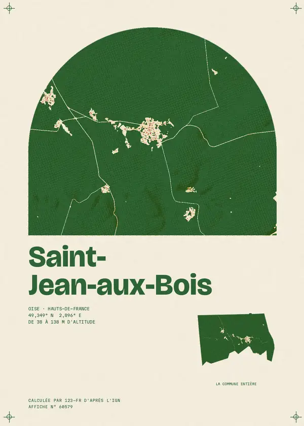 Affiche de Saint-Jean-aux-Bois, calculée par 123-fr d'après l'IGN
