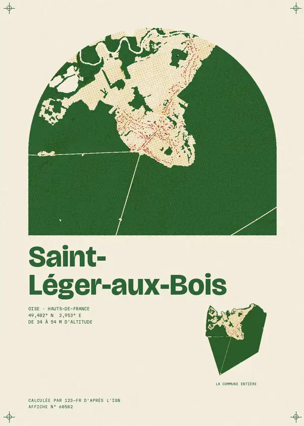 Affiche de Saint-Léger-aux-Bois, calculée par 123-fr d'après l'IGN