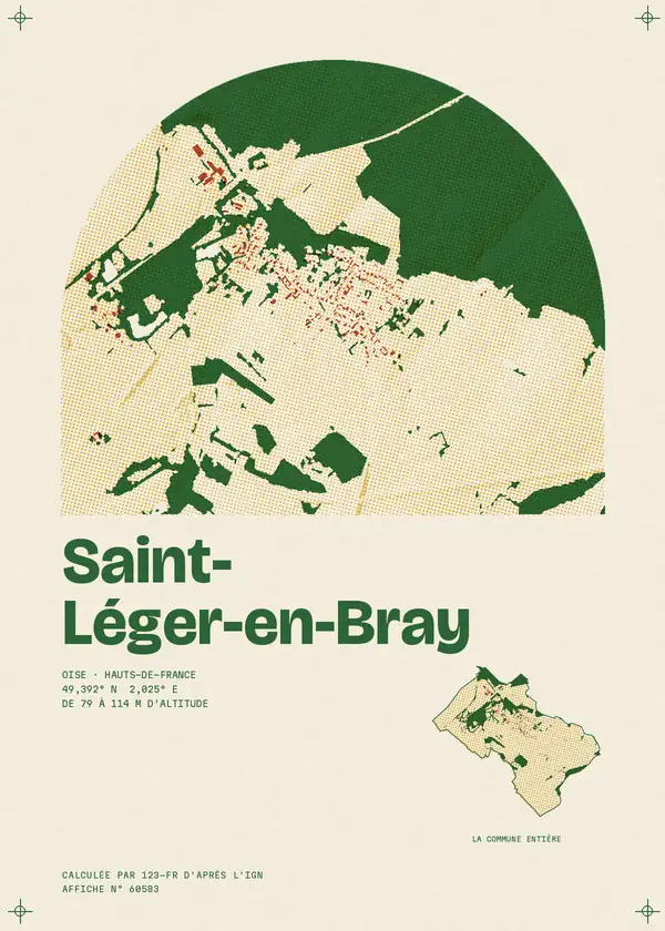 Affiche de Saint-Léger-en-Bray, calculée par 123-fr d'après l'IGN