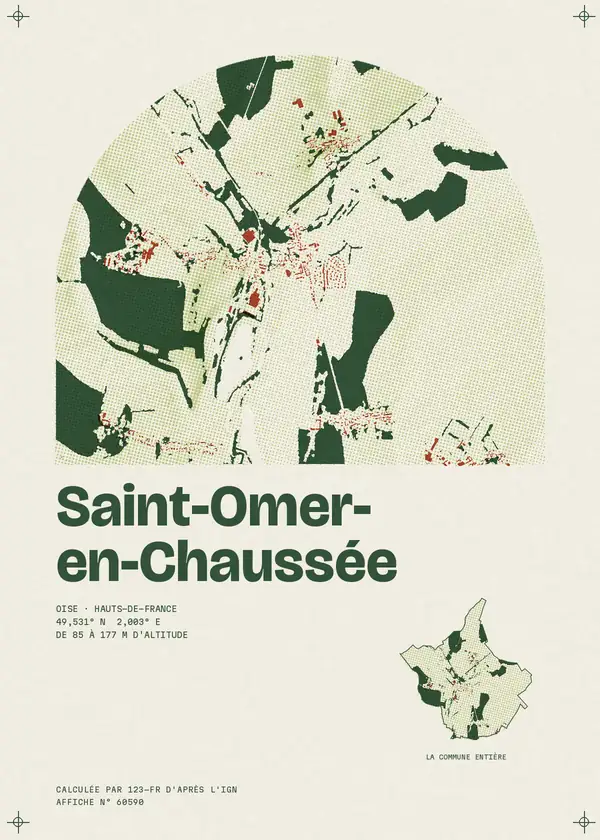 Affiche de Saint-Omer-en-Chaussée, calculée par 123-fr d'après l'IGN