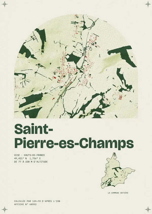 Affiche de Saint-Pierre-es-Champs, calculée par 123-fr d'après l'IGN
