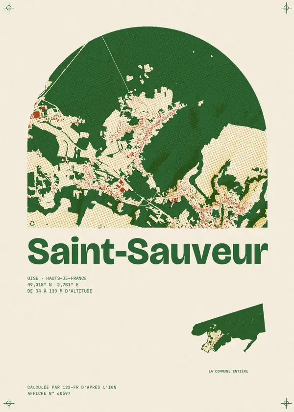 Affiche de Saint-Sauveur, calculée par 123-fr d'après l'IGN
