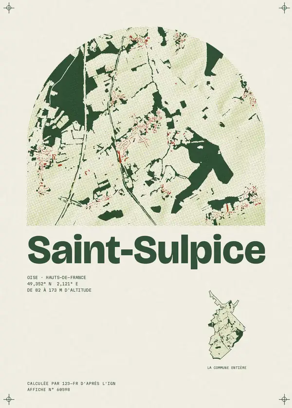 Affiche de Saint-Sulpice, calculée par 123-fr d'après l'IGN