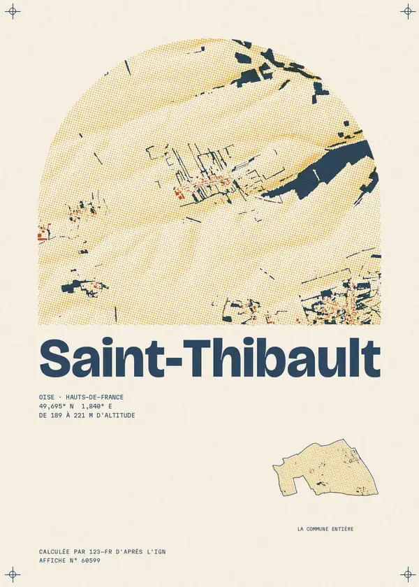 Affiche de Saint-Thibault, calculée par 123-fr d'après l'IGN