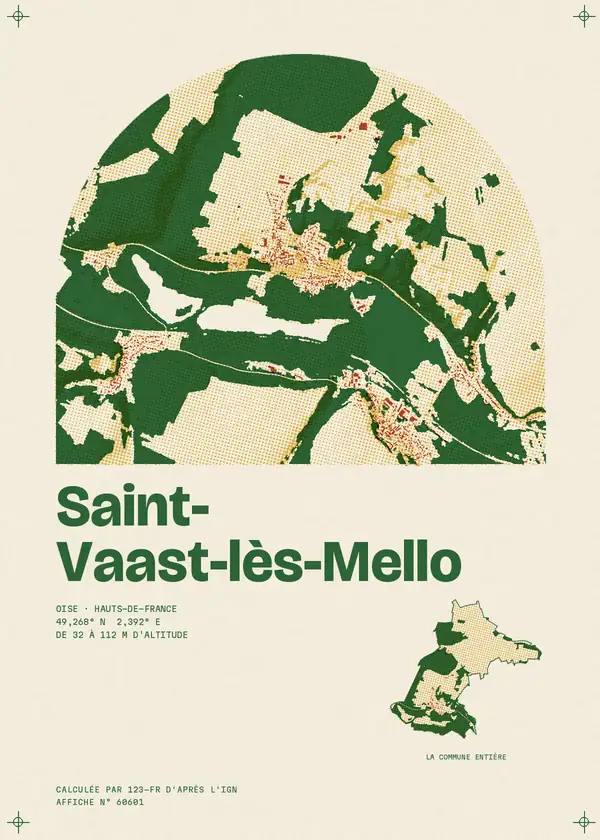 Affiche de Saint-Vaast-lès-Mello, calculée par 123-fr d'après l'IGN