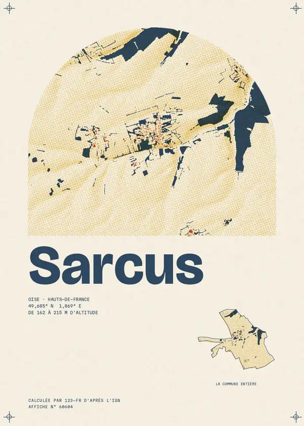 Affiche de Sarcus, calculée par 123-fr d'après l'IGN