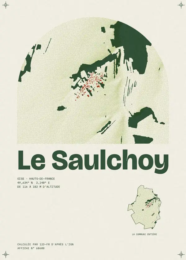 Affiche de Le Saulchoy, calculée par 123-fr d'après l'IGN