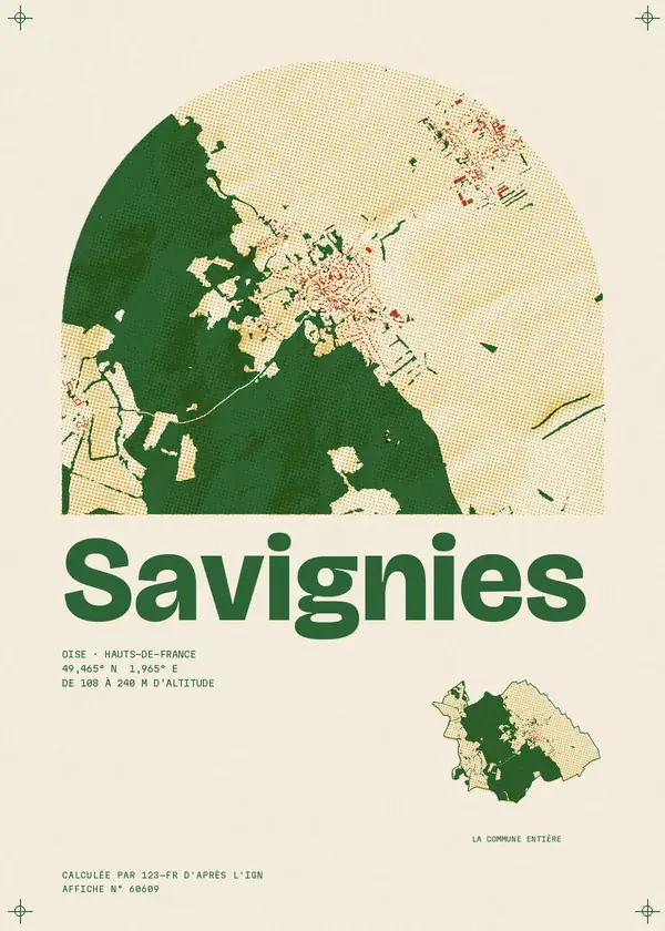 Affiche de Savignies, calculée par 123-fr d'après l'IGN
