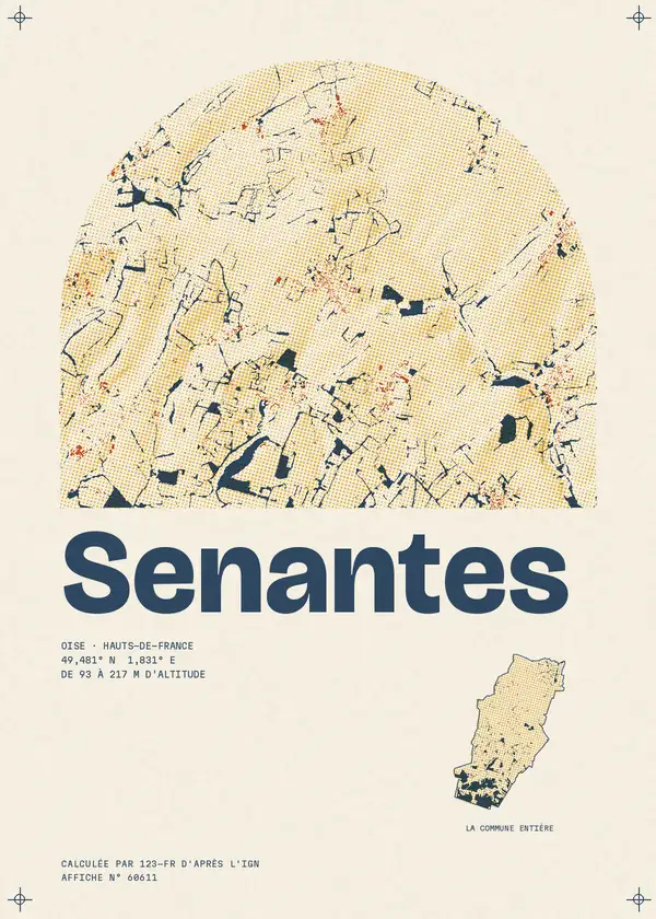 Affiche de Senantes, calculée par 123-fr d'après l'IGN