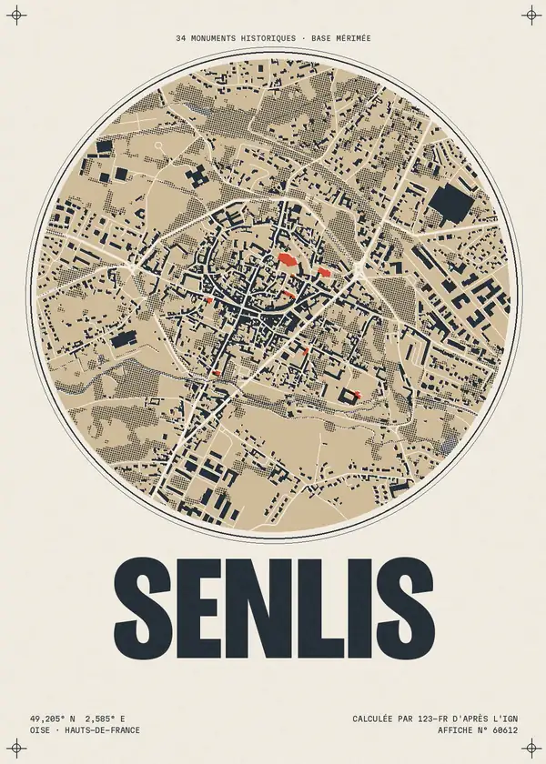 Affiche de Senlis, calculée par 123-fr d'après l'IGN