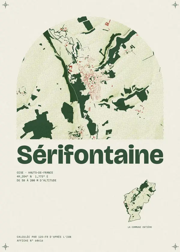 Affiche de Sérifontaine, calculée par 123-fr d'après l'IGN
