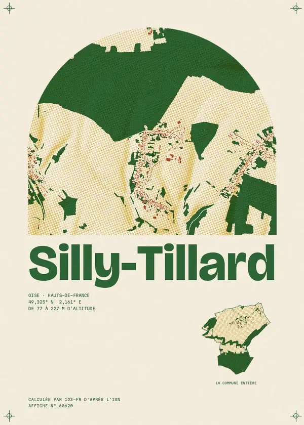 Affiche de Silly-Tillard, calculée par 123-fr d'après l'IGN