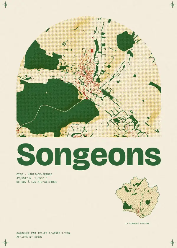 Affiche de Songeons, calculée par 123-fr d'après l'IGN
