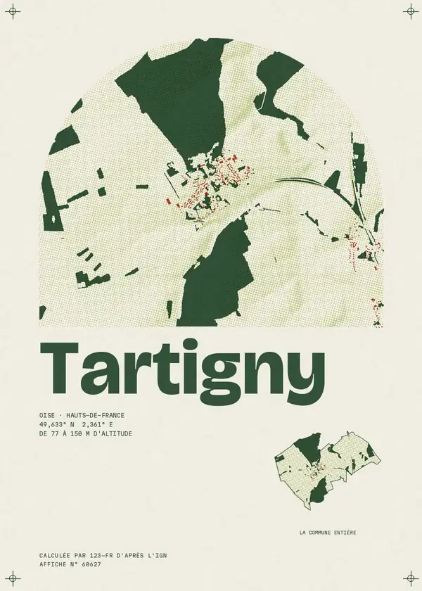 Affiche de Tartigny, calculée par 123-fr d'après l'IGN