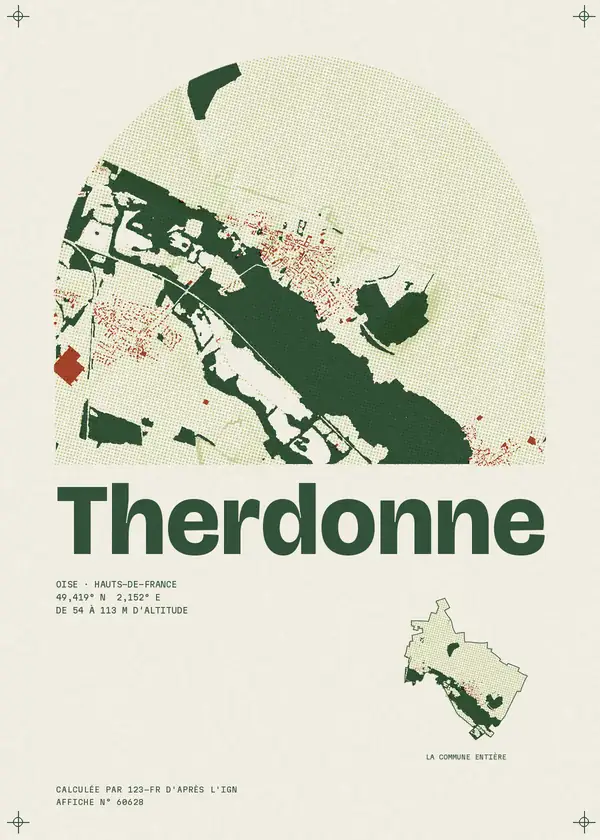 Affiche de Therdonne, calculée par 123-fr d'après l'IGN