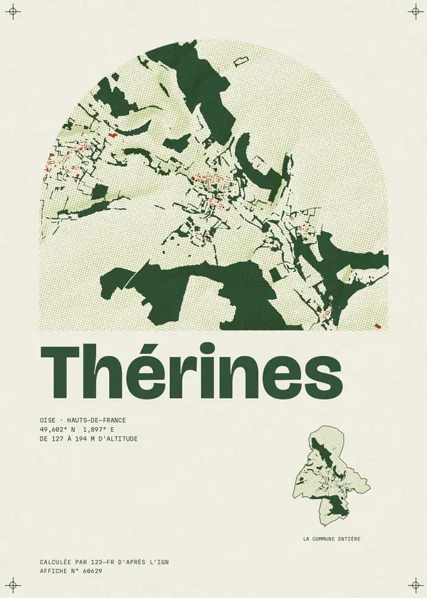 Affiche de Thérines, calculée par 123-fr d'après l'IGN