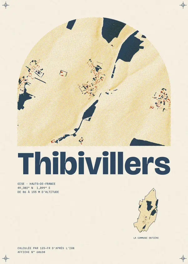 Affiche de Thibivillers, calculée par 123-fr d'après l'IGN