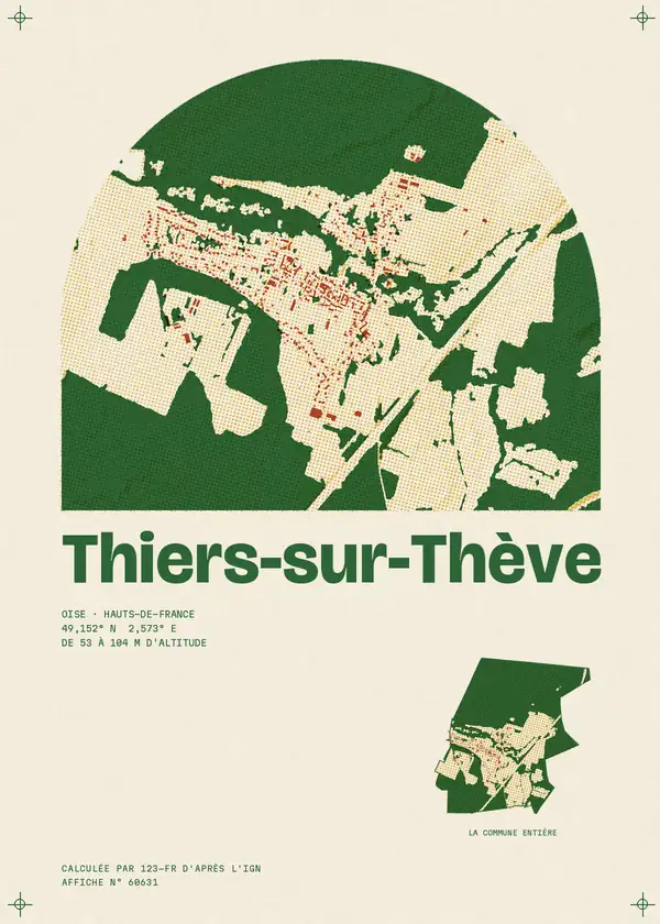 Affiche de Thiers-sur-Thève, calculée par 123-fr d'après l'IGN