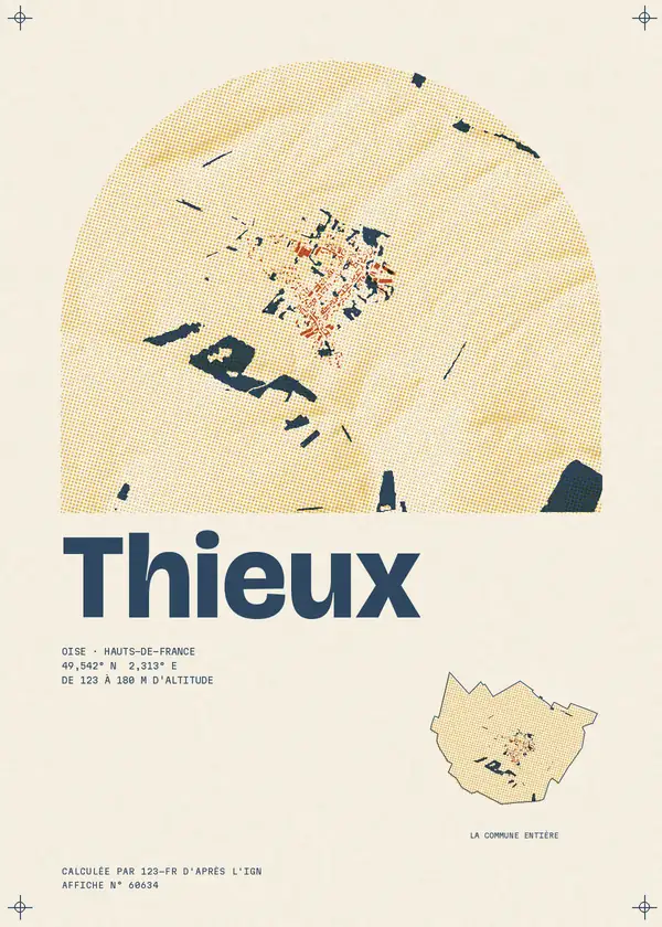 Affiche de Thieux, calculée par 123-fr d'après l'IGN