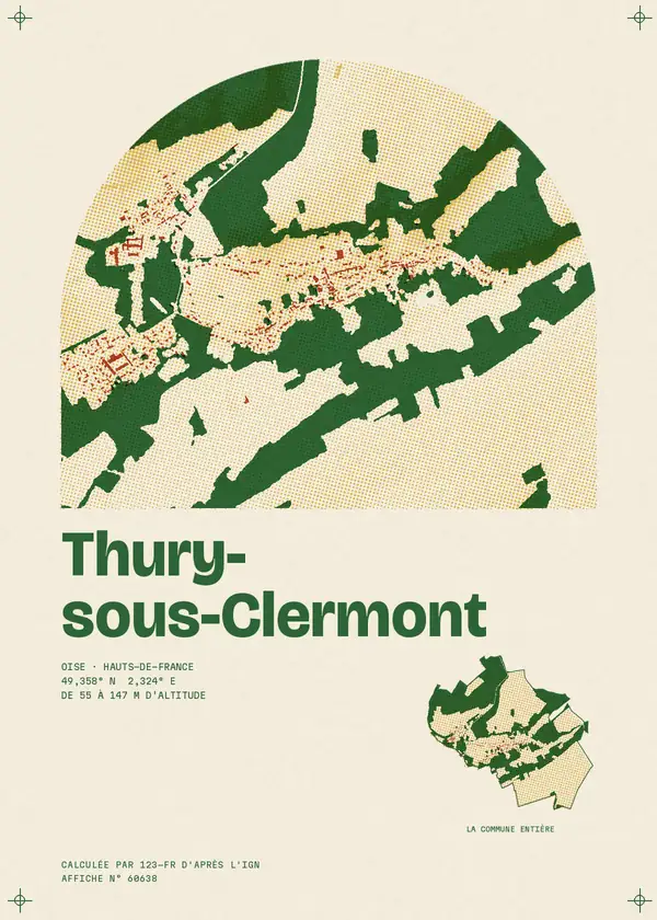 Affiche de Thury-sous-Clermont, calculée par 123-fr d'après l'IGN