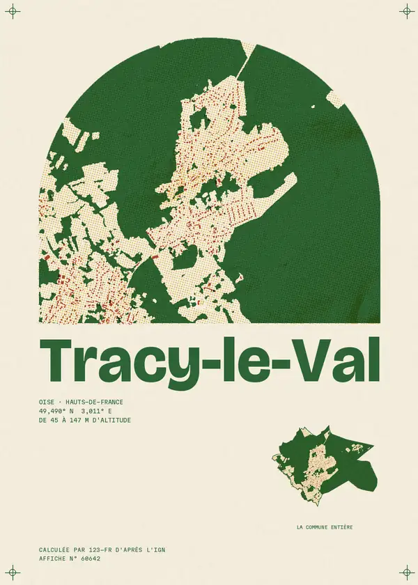 Affiche de Tracy-le-Val, calculée par 123-fr d'après l'IGN