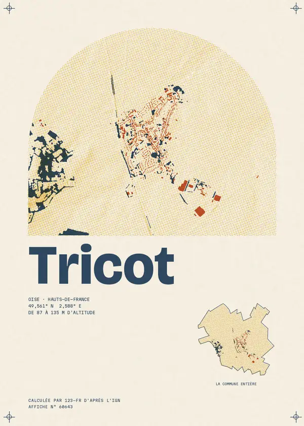 Affiche de Tricot, calculée par 123-fr d'après l'IGN
