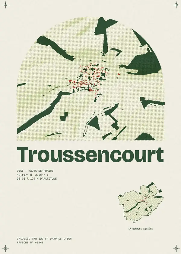 Affiche de Troussencourt, calculée par 123-fr d'après l'IGN