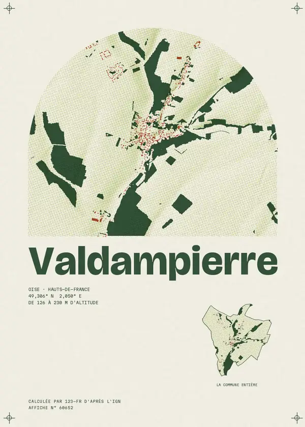 Affiche de Valdampierre, calculée par 123-fr d'après l'IGN