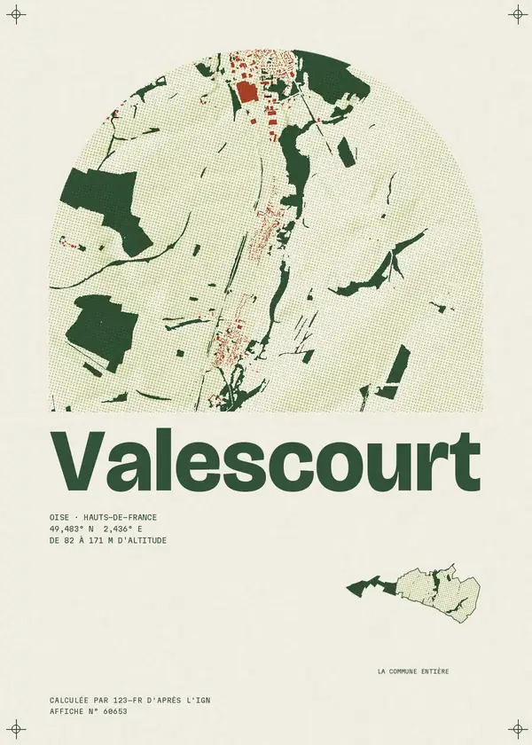 Affiche de Valescourt, calculée par 123-fr d'après l'IGN