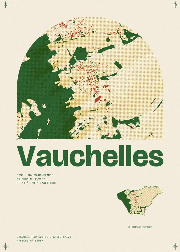 Affiche de Vauchelles, calculée par 123-fr d'après l'IGN