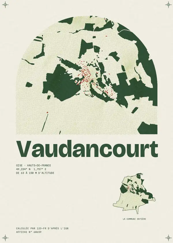 Affiche de Vaudancourt, calculée par 123-fr d'après l'IGN