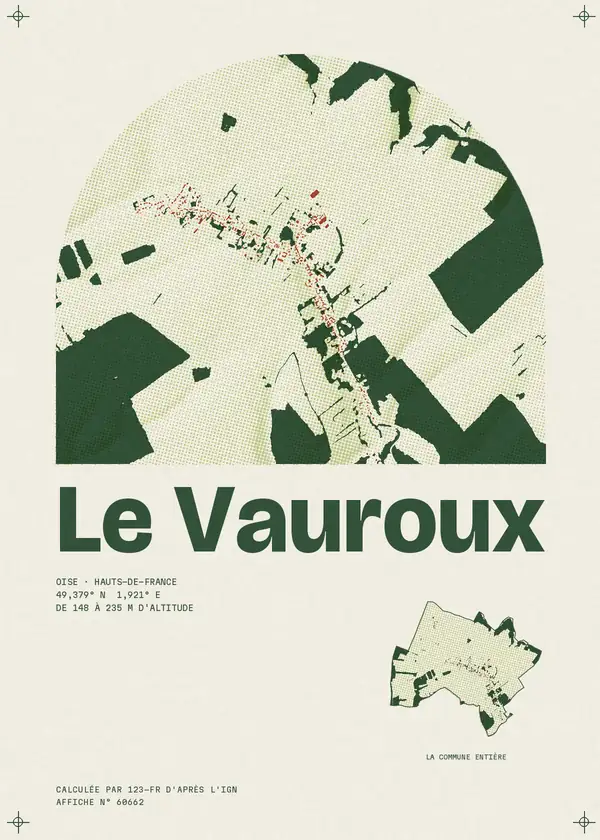 Affiche de Le Vauroux, calculée par 123-fr d'après l'IGN