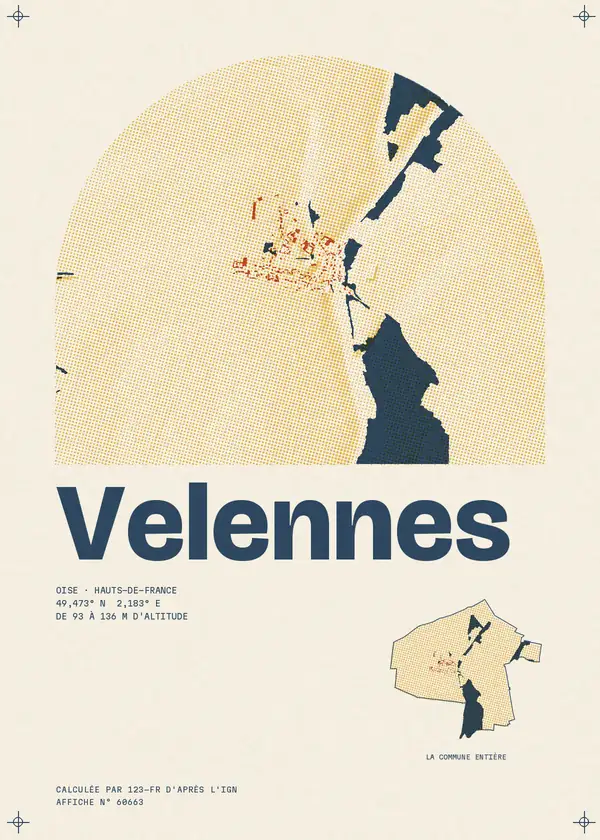 Affiche de Velennes, calculée par 123-fr d'après l'IGN