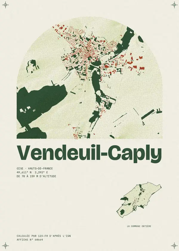 Affiche de Vendeuil-Caply, calculée par 123-fr d'après l'IGN