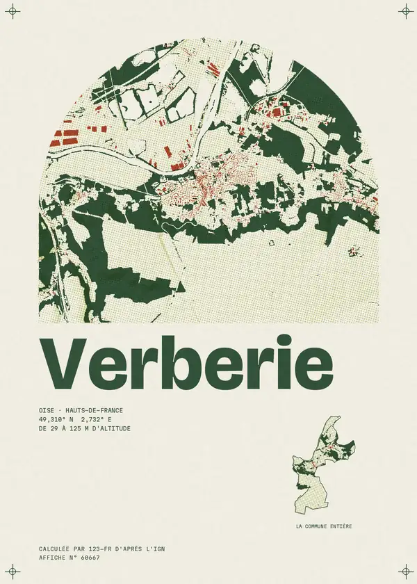 Affiche de Verberie, calculée par 123-fr d'après l'IGN