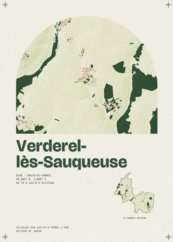 Affiche de Verderel-lès-Sauqueuse, calculée par 123-fr d'après l'IGN
